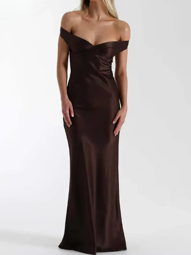 שמלת סאטן-רותם